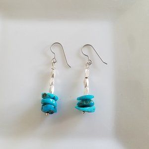 Genuine turquoise and thai silver earrings